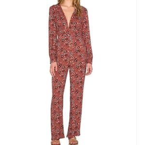 Free People Burgundy Floral Jumpsuit ⚠️⬇️Pay‎ attention to the details
